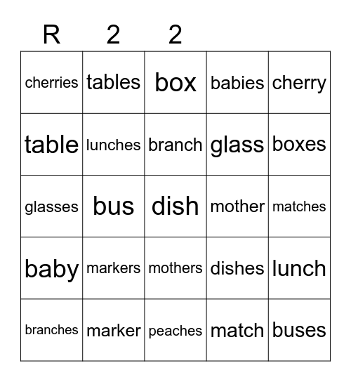 Red 22 Bingo Card