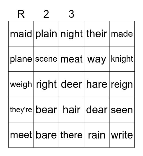 Red 23 Bingo Card