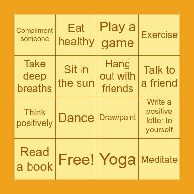 Mental Health Bingo TMC Bingo Card