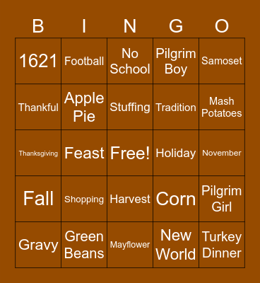 Thanksgiving Bingo Card