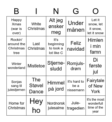 JULEMUSIKK Bingo Card