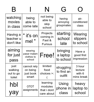 Poly Life Bingo Card