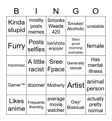 Sodacity Member Bingo Card