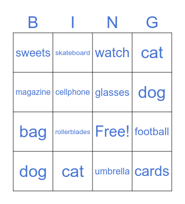 Personal possessions Bingo Card
