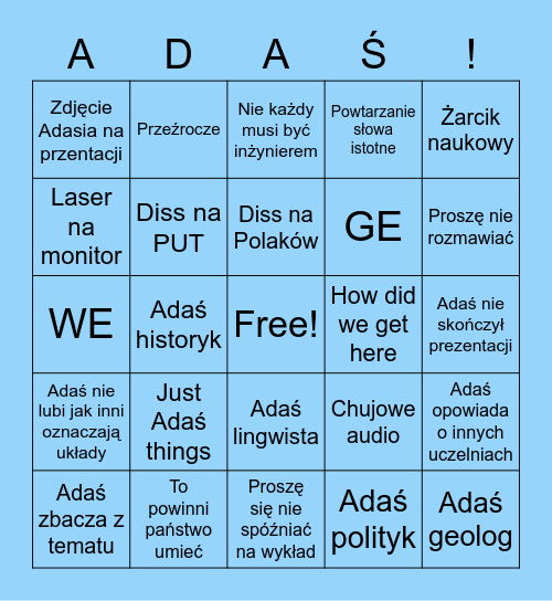 Adaś Bingo Card