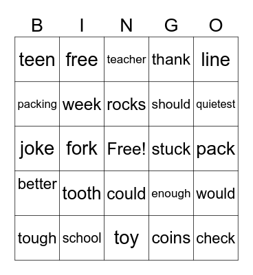 blue bingo lesson 26-30 Bingo Card
