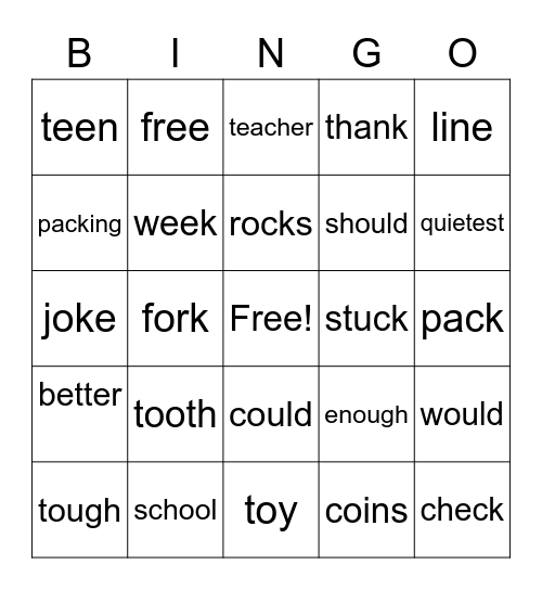 blue bingo lesson 26-30 Bingo Card