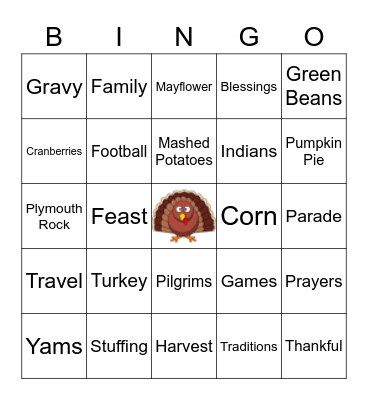 Thanksgiving Bingo Card