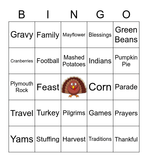 Thanksgiving Bingo Card