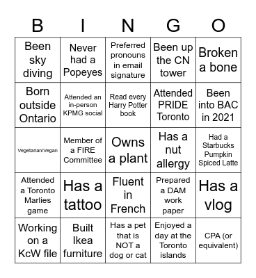 New Joiners... BINGO! - Game 1 Bingo Card