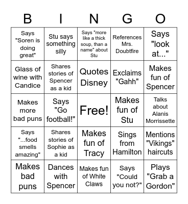 Family Bingo: Maddison Bingo Card