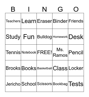 Brooks Bingo Card