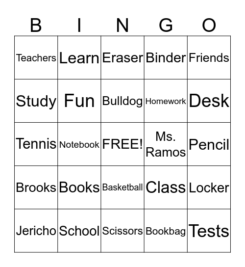 Brooks Bingo Card