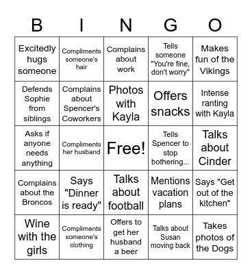 Family Bingo: Candice Bingo Card