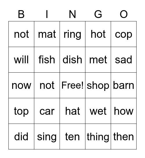 orange spelling group lesson 25-33 Bingo Card