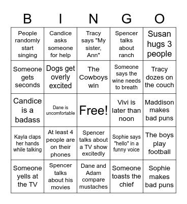 Family Bingo: Everyone Bingo Card