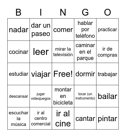 Los pasatiempos Bingo Card