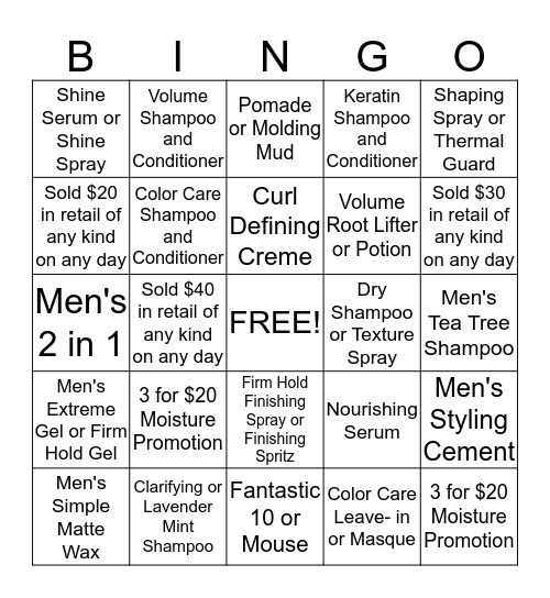 FS Product Bingo Card