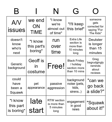 November All Hands Bingo Card