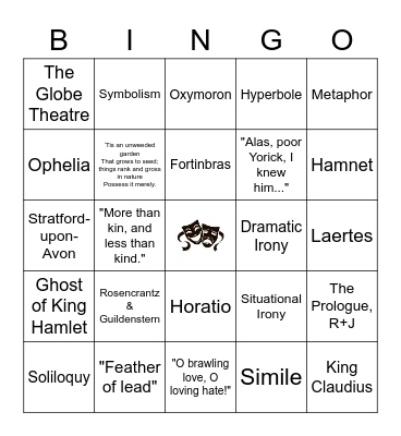 Shakespearean Bingo! Hamlet Edition Bingo Card