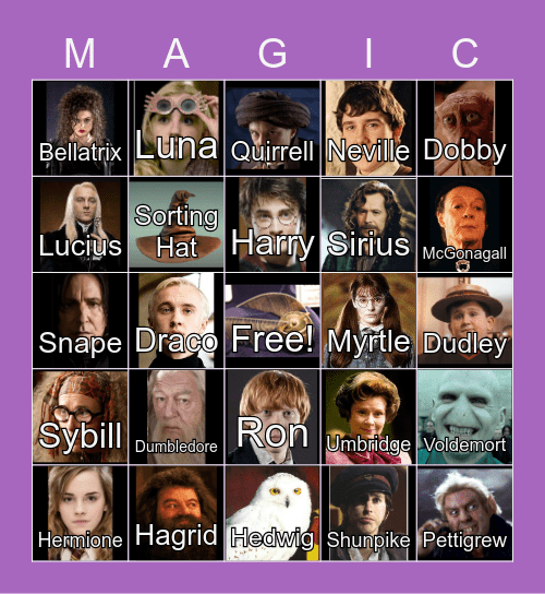 Wizarding World Bingo Card