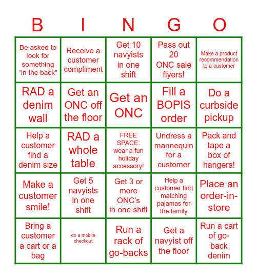 #reHoliday Bingo Card