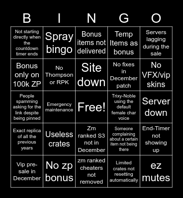 Black friday 2021 Bingo by Fenryr Bingo Card