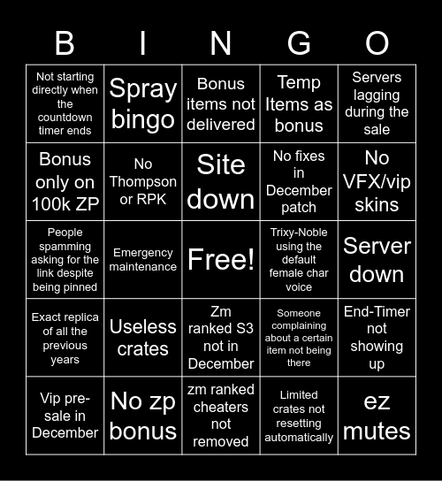 Black friday 2021 Bingo by Fenryr Bingo Card