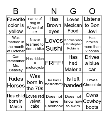 Intro to PA Profession Bingo Card