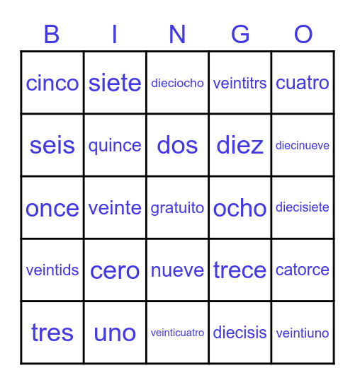 Dalia's Spanish lesson! Bingo Card