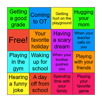 OCCUPATIONAL THERAPY BINGO Card