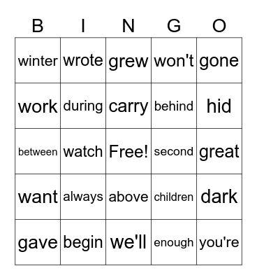 Riley's Bingo Board- Bingo Card