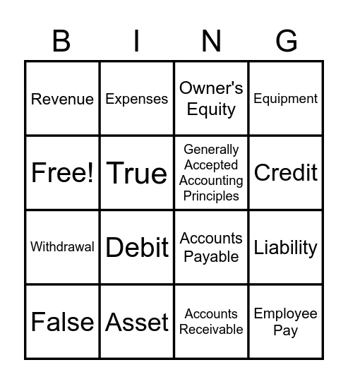 Accounting Bingo Card