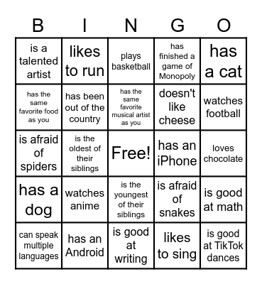 ICEBREAKER BINGO Card