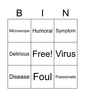 American Plague BINGO Card