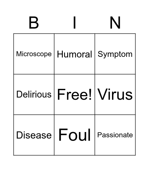 American Plague BINGO Card