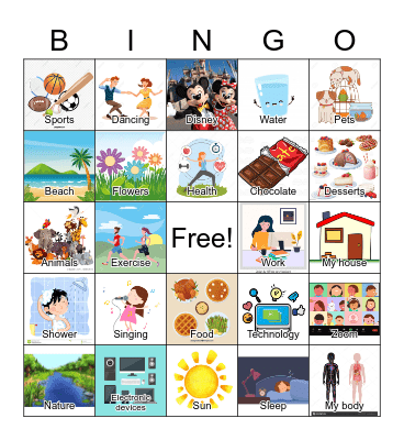 Things I am thankful for Bingo Card