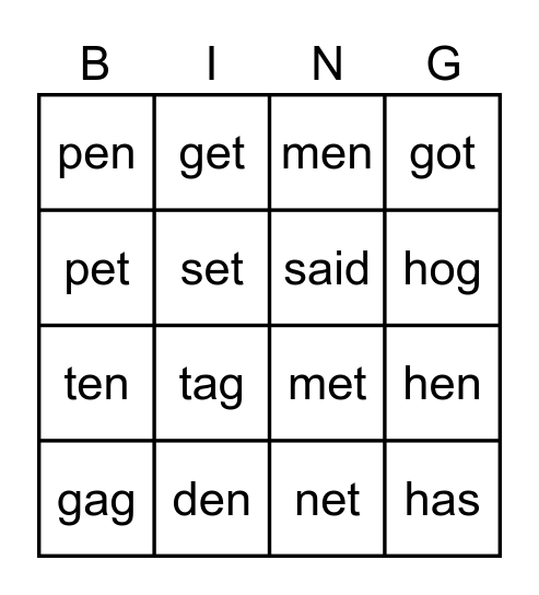 Get the Pets Bingo Card