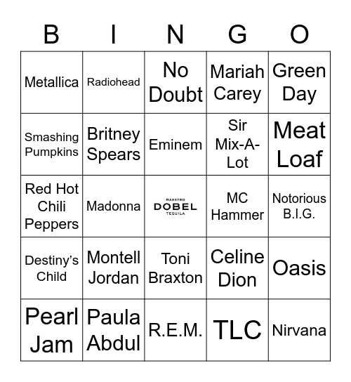 It Came From The 90s Bingo Card