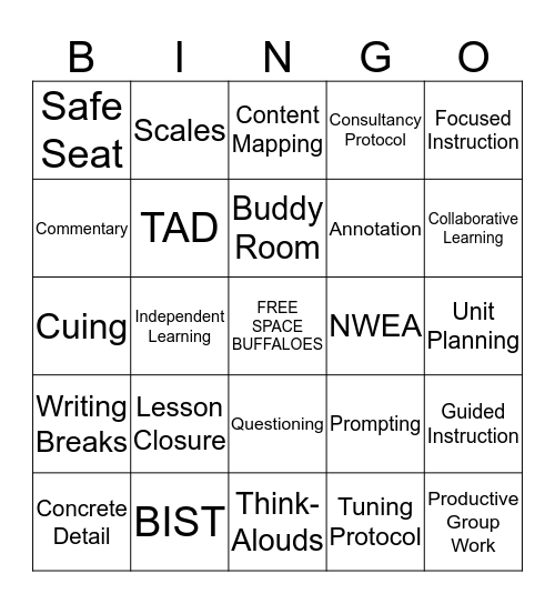 End of the Year BINGO Card