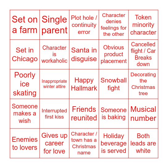 Happy Hallmark BINGO Card