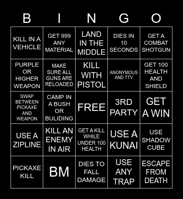 WARZONE BINGO Card