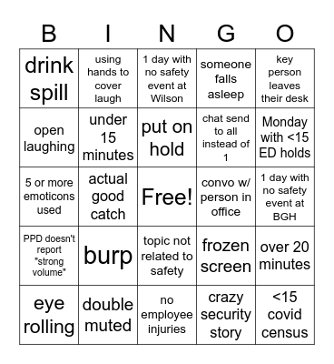 Confidential Huddle Bingo Card