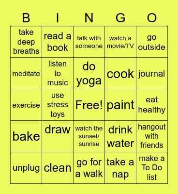 SELF CARE BINGO Card