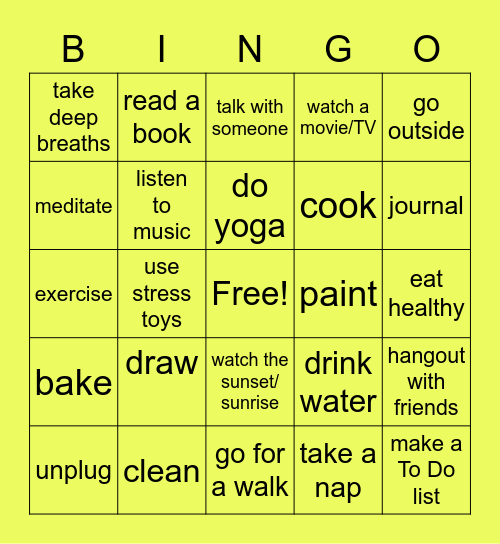 SELF CARE BINGO Card