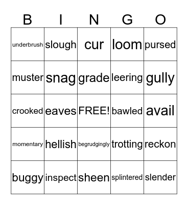 Language Arts Vocab Assessment Bingo Card