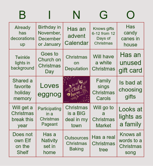 EME Holiday Social Bingo Card