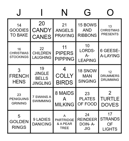 BEARY CHRISTMAS SCAVAGE-A-JINGO Bingo Card