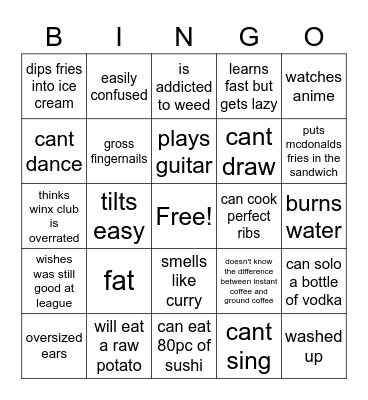 my life Bingo Card