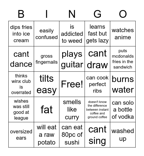 my life Bingo Card